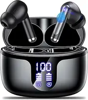 Wireless Earbuds Bluetooth Headphones 5.3,Bass Boosted Ear Buds 40H Playtime IP6 Waterproof Earbuds with LED Digital Display Charging Case,4 ENC Mics Earphones for Work Sports