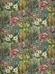 Stroheim Lush Botanical Floral Linen Print Fabric- Fantasy Garden Tahiti 3.15 yd