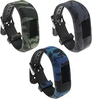 SING F LTD 3pcs Small Size Replacement Strap with Secure Metal Buckle 145mm Silicone Blue? Grey Green Compatible with Garmin Vivofit jr / jr2 Activity Tracker