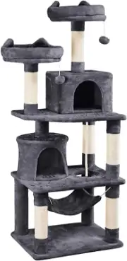 62.2Inches Cat Tree Cat Tower Cat Condo with Platform & Hammock, Scratching Post