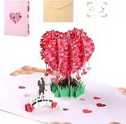 Pop Up Wedding Card, GeeRic 3D Proposal Card Popup Anniversary Love Card Romantic Valentine's Day Greeting Card with Envelope Wedding Invitation Card Love Tree Paper Card for Her Him Lovers