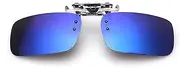 [Generic] Fashion Retro Polarized Clip On flap up Sunglasses UV 400 Protection Mens Womens Reflective Blue(Mirror)