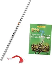 COMPUKAS Set Stainless Steel Key Dizi Flute Set for Beginners Lightweight Durable Material for Learning Performance Classical Music Enthusiasts Includes Instructional Booklet