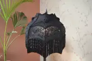 Black hand embroidered gothic lampshade for table lampshade floor lampshade