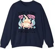 [X.Style] Just A Girl Who Loves Axolotls Axolotl Lovers Kawaii ds010 Sweater Navy L