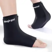 Ankle Ice Pack Wrap, Reusable Hot or Cold Wrap for Foot, Heel Injuries - Black