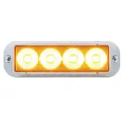 4 High Power LED Warning Light -12 Flash Pattern -Light Synchronization - Amber