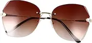 [FOYTOKI] Frameless Eyewear 1 Pair sunglasses outdoor flat mirrored rimless sun glasses steampunk glasses stylish glasses for women glasses Frameless Glasses Polarized Miss fishing Metal