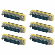 6 X DB25 D-SUB 25-Pin Male to Male Mini Gender Changer Coupler Adapter Gold