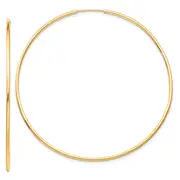 10K Yellow Gold Polished Endless Tube Hoop Earrings
