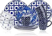 [Wisenvoy] Plates and Bowls Sets Dinnerware Sets 16 Piece Plate Set Dinner Plates Stoneware Dinnerware Set Dish Set for 4