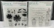 Gina K Designs STUCK ON YOU Cactus Butterfly Flowers Wings Rubber Stamps Lot