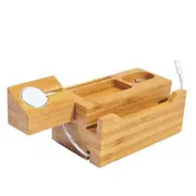 Multi-Function Bamboo Charging Station Charger Stand Management Base With 3 Usb Ports