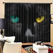 Yellow Black Eyes Cat 3D Curtain Blockout Photo Printing Curtains Drape Fabric