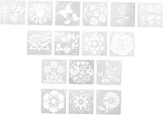 Veemoon 16Sheets Multi Function Flower Stencils for DIY Crafts Washable Wear Resistant Patterns for Painting Decor