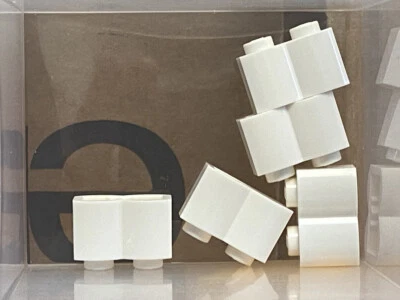 LEGO Parts - White Brick, Modified 1 x 2 with Log Profile - No 30136 - QTY 5