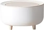 Mini Desk Trash Can with Press Lid Premium Plastic Wood Grain Nordic Minimalist Modern Garbage Can Tiny Countertop Waste Basket for Living Room, Toilet, Nursery, Dog Proof/1240