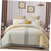 Queen Quilt Cotton Patchwork, Bedding Sets Queen Reversible, Bedspreads Yellow
