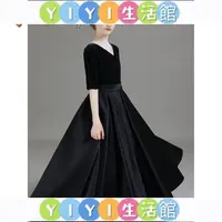 在飛比找蝦皮購物優惠-【YIYI】~~大童晚禮服 鋼琴表演黑色禮服 女童V領小禮服