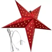 Red & Silver Hanging Star Lamp Includes Electric Cord, & Bulb