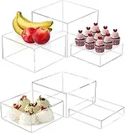6 Pack Acrylic Display Boxes Cube Riser, Food Display Stands for Party Buffet Risers Clear Cake Stand Acrylic Square Food Display Set Dessert Table Display Nesting Riser Jewelry Display Holder