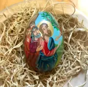 Zacchaeus in the Tree, hand painted Goose Easter egg shell