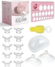BALIME Flange Sizing Kit, 10PCS Flange Inserts 13/15/17/19/21mm for 24mm Flange of Most Breast Pump, Nipple Measurement Card,Nipple Shield, Cleaning Brush, Compatible with Momcozy Medela Spectra
