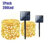 Solar String Lights Outdoor 2 Pack Warm White, Metal Wire Lights for Mardi Gras