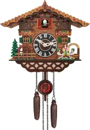 Cuckoo Wall Clock, Cuckoo Clock Black House Antique Clock Wood Retro Pendulum Cl
