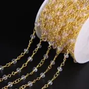 Crystal Glass Link Chain Faceted Rondelle Rosary Chains Bracelet Makings 3x4mm