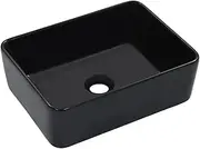 vidaXL Resistant Ceramic Wash Basin- Stylish Above-Counter Rectangular Sink with Glossy Black Finish, Ideal for Bathroom or Powder Room, 40x30x13 cm