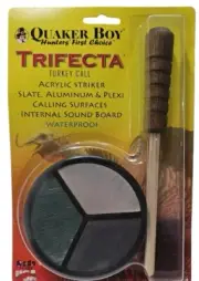 Quaker Boy Trifecta Turkey Call Acrylic Striker Slate, Aluminum,Plexi,Waterproof