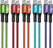 [D Dymoece] USB C to USB C Cable,(6ft, 5Pack) 60W/3A Type C Charging Cable Cord Fast Charging USB C Cable for Samsung Galaxy S23 S22 S21 S20 Ultra, W24 Fold/Flip 5, Pixel 8 7 6 Pro 6a 5 4 3