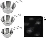 harayaa 3X Camping Bowls Set Cups Cookware Stainless Steel Tableware Dinnerware for Backpacking BBQ Kitchen Hiking Equipment
