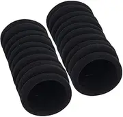 Black Hairbands Seamless Hair Loop, 20Pcs Black Large Stretch Cotton Seamless Hair Band Hair Ponytail Holders,Seamless Thick Black Hair Band,Seamless Cotton Thick Black Hair Band,Black Thick Hair Ties