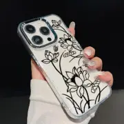 Butterfly For iPhone 16 15Pro Max 14 13 12 11 ShockProof Clear Flower Case Cover