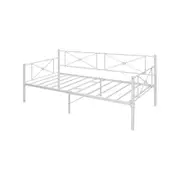 Costway Single Metal Daybed Frame Sofa Bed Steel Mattress Foundation Platform Living Room White
