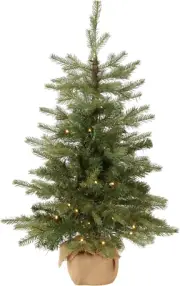Pre-Lit 'Feel Real' Artificial Mini Christmas Tree, Green, Nordic Spruce 3 Feet