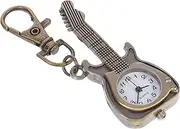 [FOMIYES] Guitar Shape Pocket Watch with Quartz Movement Retro Style Hanging Watch for Fashionable Accessories Lightweight Design Present for Students and Music