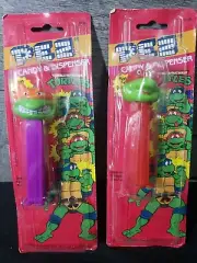 1993 Teenage Mutant Turtles PEZ Dispenser Lot Michelangelo & Raphael On Card