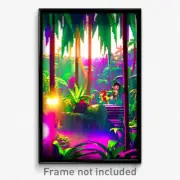 Pixel Art Poster - Silly Jungle (8 Bit Psychedelic Trippy Video Game Print)