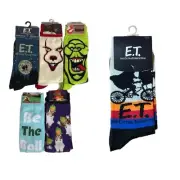 6 Pack Set Of Movie Themed Socks. It Movie, ET, Ghost Busters & Caddyshack More