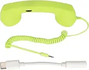 Vintage Retro Telephone Handset, Radiation Proof Cell Phone Receiver MIC Microphone for Cellphone Smartphone, 3.5 Mm Socket with USB C (Green)