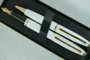 Cross White Lightening Calaise with 23KT Rose Gold Fountain & Ballpoint Pens Set