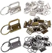 Swpeet 45Pcs 3 Colors 1 Inch/ 25mm Key Fob Hardware with Key Rings Sets, Perfect for Bag Wristlets with Fabric/Ribbon/Webbing/Embossed and Other Hand Craft - (Sliver Bronze Gun-Black)
