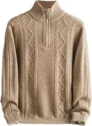 [Hamthuit] Men's Business Half High Sweater Zip Neck Knitwear Sweater Zipper Collar Bottoming Shirt Knit Pullover