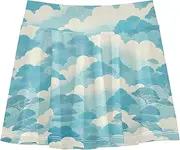 [FRODOTGV] Turquoise White Trees Girls Tennis Skirt with Built in Shorts Golf Skirts for Girl Pleated Skirt