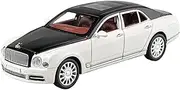Scale Finished Model Car 1/24 for Bentley Mulsanne Luxury Cars with Pull-back Miniature Scale Alloy Car Model Diecast Vehicle Miniature Replica Car(White)
