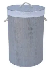 Home Basics Round Bamboo Hamper, Grey