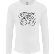 Pew Hands Funny Lightsabre Sci-Fi Mens Long Sleeve T-Shirt